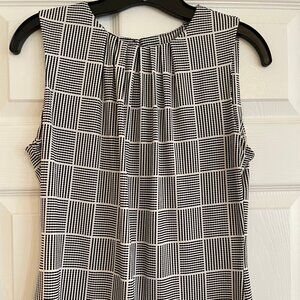 Calvin Klein Sleeveless Blouse Pleated Neck Womens Top Stripes Sz S